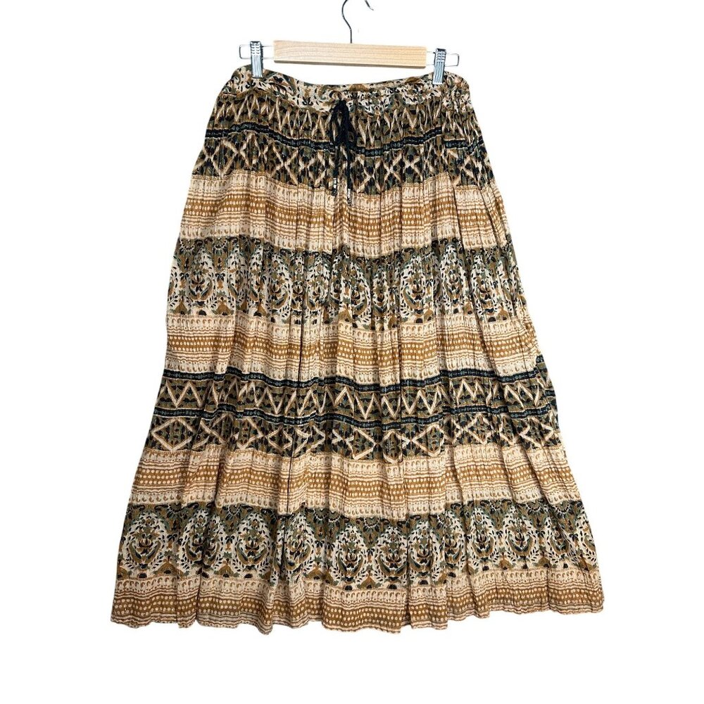 Jane Ashley Boho Maxi Skirt in Cream, Brown, Black